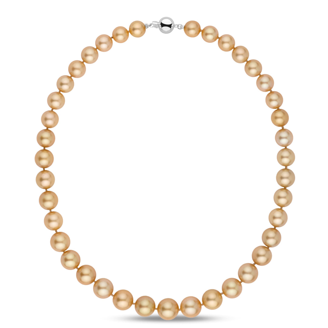 8.4–11.6 mm AA+/AAA Round Golden South Sea Pearl Necklace