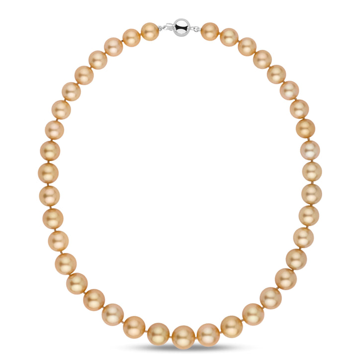8.4–11.6 mm AA+/AAA Round Golden South Sea Pearl Necklace