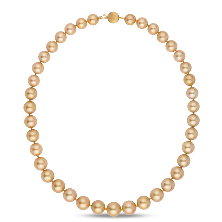 8.4–11.6 mm AA+/AAA Round Golden South Sea Pearl Necklace