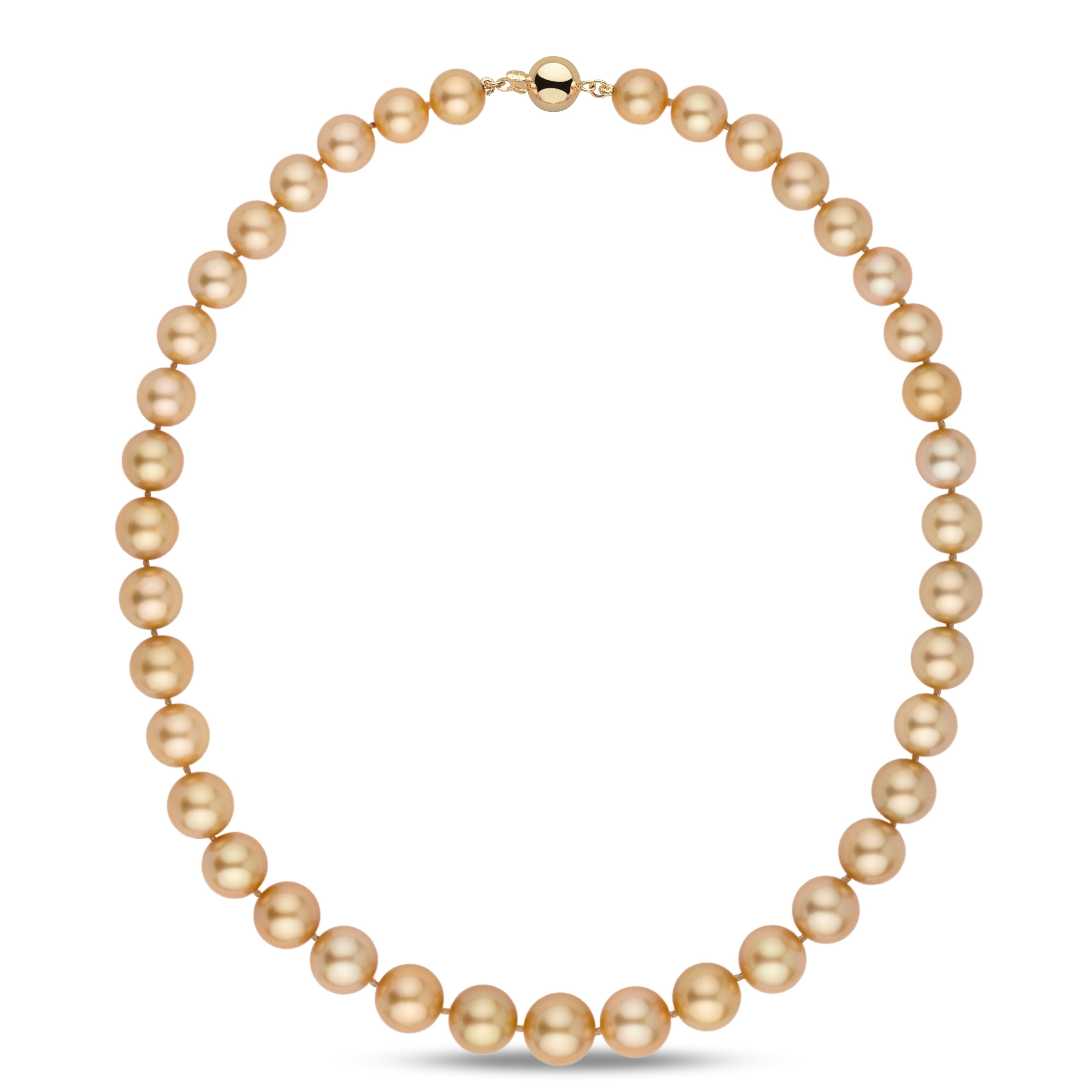 8.4–11.6 mm AA+/AAA Round Golden South Sea Pearl Necklace – Pearl