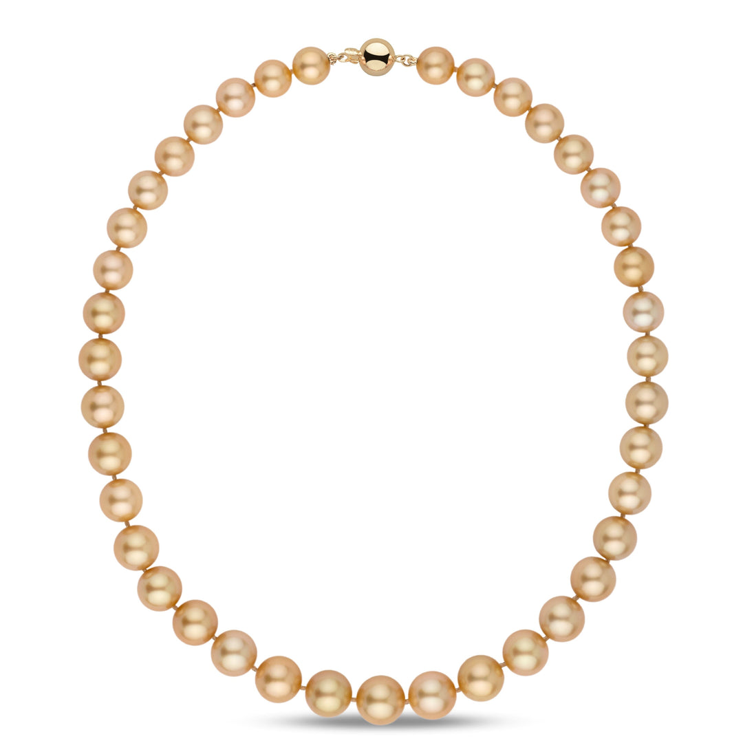 8.4–11.6 mm AA+/AAA Round Golden South Sea Pearl Necklace