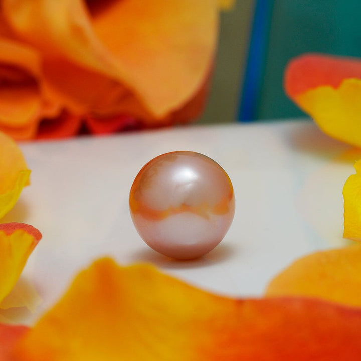 KP-14: 14+ mm deep apricot GIANT button Japan Kasumi Pearl