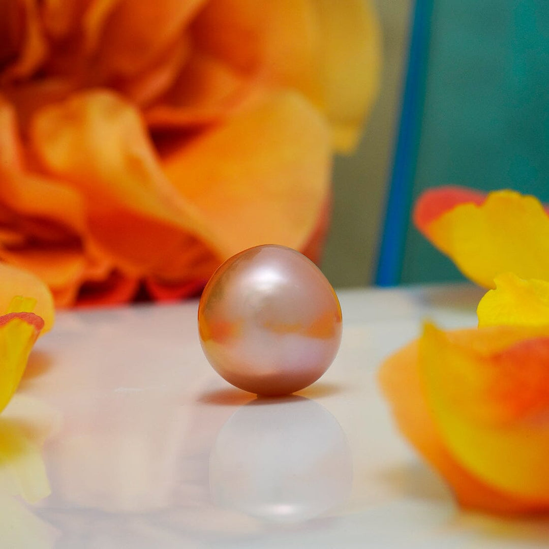 KP-14: 14+ mm deep apricot GIANT button Japan Kasumi Pearl