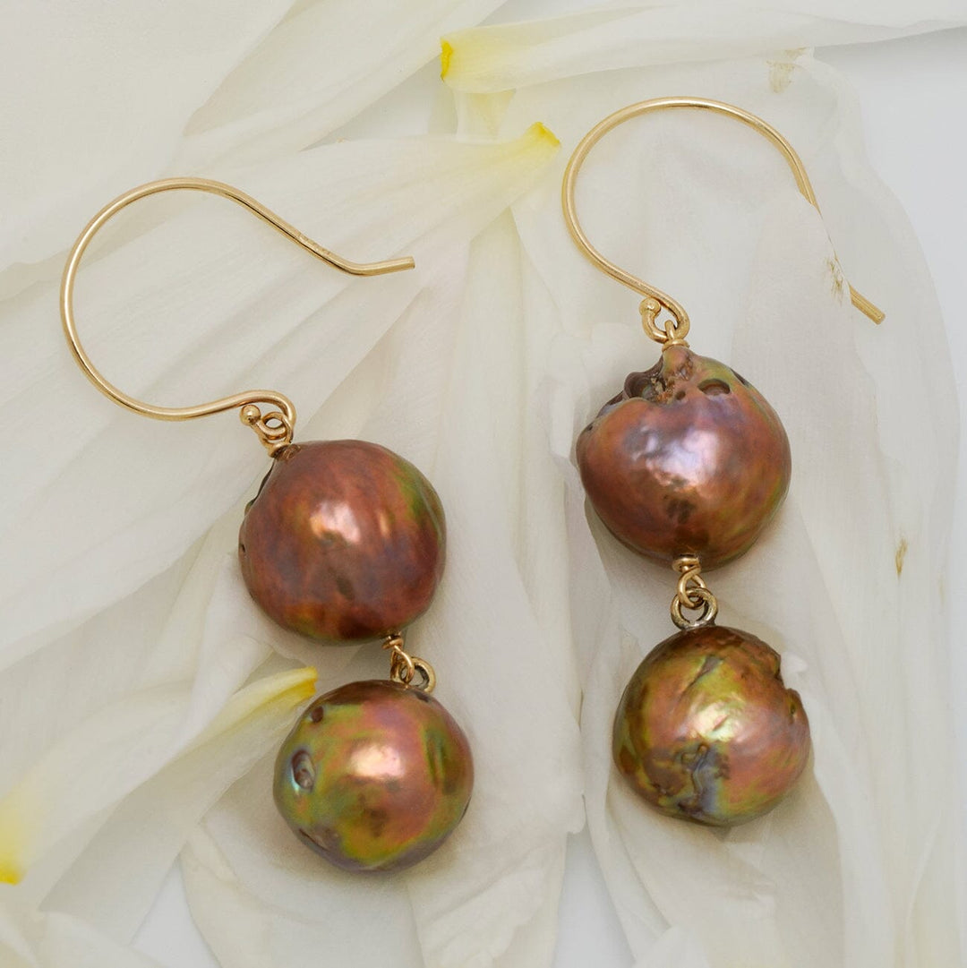 KP-33: 11 mm Two-Tier Japan Kasumi Drop Earrings