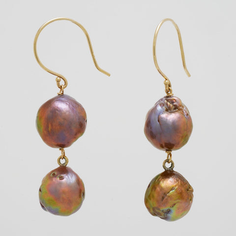 KP-33: 11 mm Two-Tier Japan Kasumi Drop Earrings