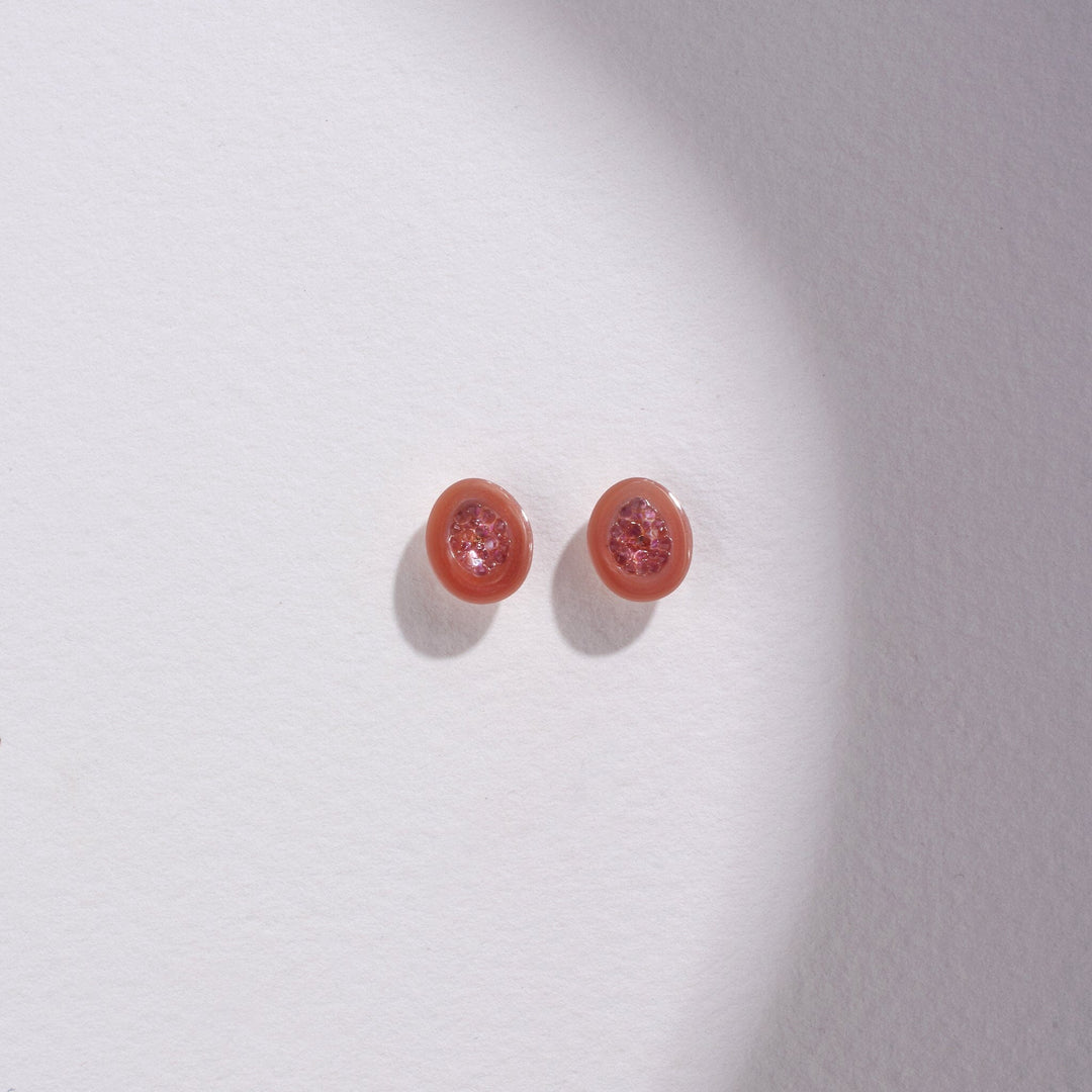Freshwater Souffle Pearl Mini Geode Stud Earrings with Amethyst - little h jewelry