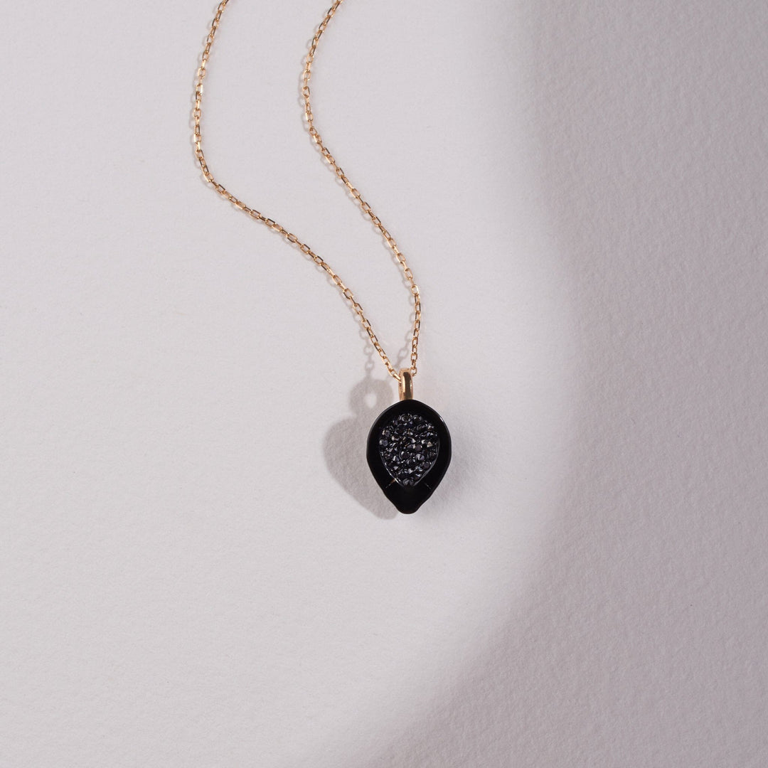 Tahitian Pearl Geode Pendant with Black Diamond - little h jewelry