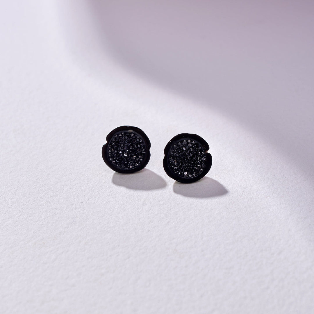 Tahitian Pearl Geode Stud Earrings with Black Diamond