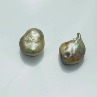 14.7 x 10.7 mm and 13.2 x 10.5 mm Fijian Keshi Pearl Pair
