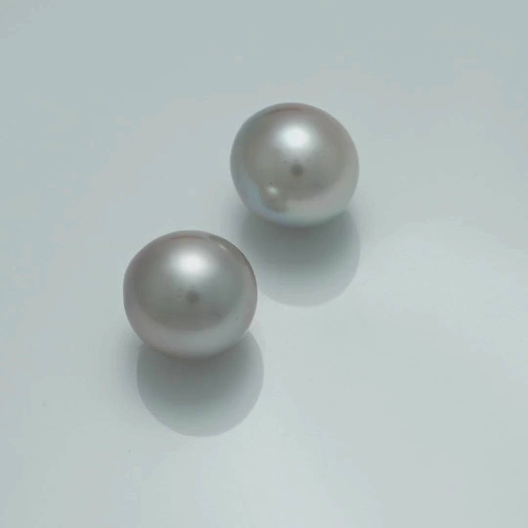 12.8 x 11.7 mm and 12.4 x 11.9 mm Fijian Drop Pearl Pair