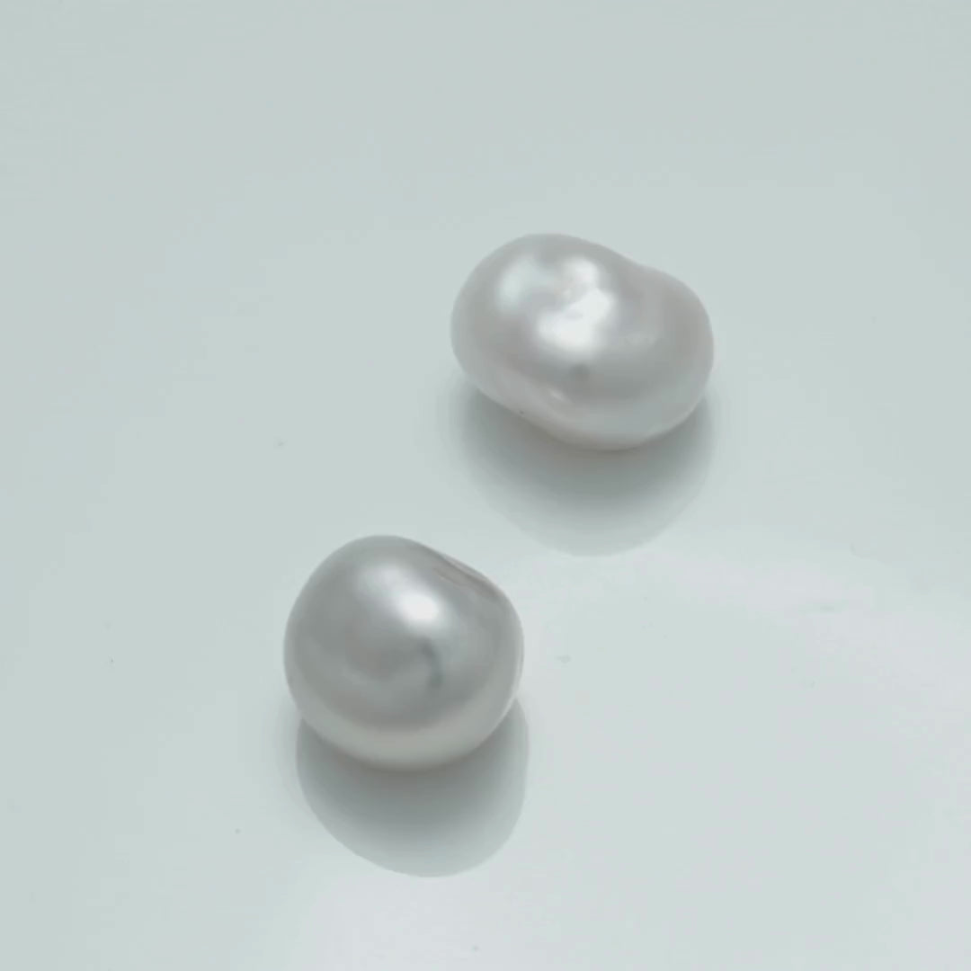 10.4 x 9.7 x 7.7 mm and 11.0 x 9.6 x 7.2 mm Fijian Keshi Pearl Pair