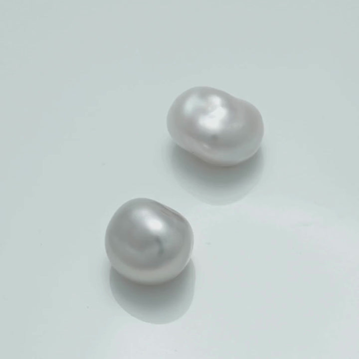10.4 x 9.7 x 7.7 mm and 11.0 x 9.6 x 7.2 mm Fijian Keshi Pearl Pair