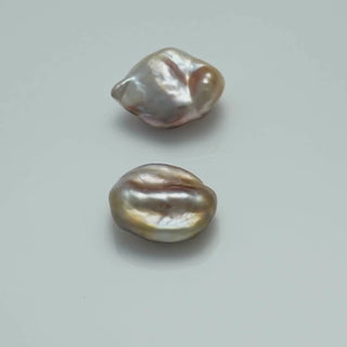 13.4 x 11.0 mm and 12.5 x 10.6 mm Fijian Keshi Pearl Pair