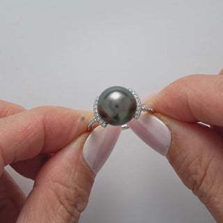 12.0-13.0 mm Tahitian Pearl and Diamond Ring