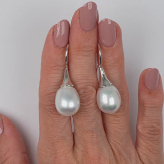 12.0-13.0 mm White South Sea Drop Pearl Earrings