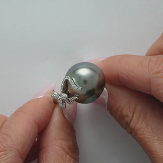 16.0-17.0 mm Tahitian Baroque Pearl and Diamond Ring
