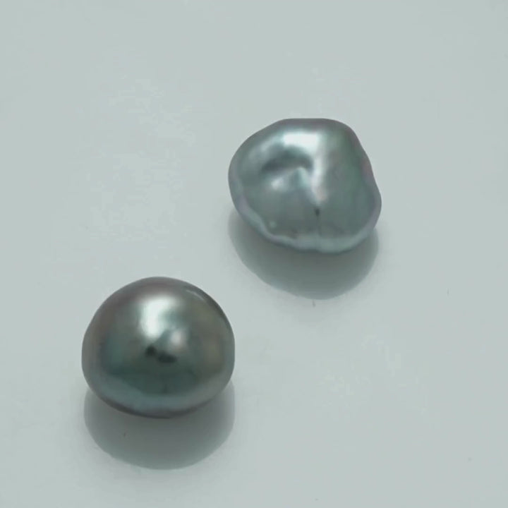 12.5 x 11.2 mm and 12.0 x 11.1 mm Fijian Keshi Pearl Pair