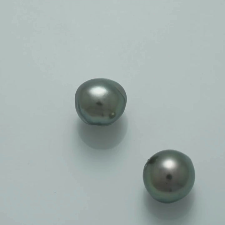 10.2 x 9.8 mm and 9.7 x 9.6 mm Fijian Semi-Baroque Pearl Pair