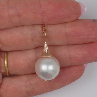 14.0-15.0 mm White South Sea Pearl and Diamond Pendant