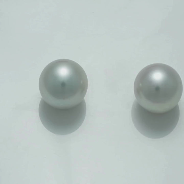 11.1  x  10.7 mm and 11.1  x  10.7 mm Fijian Drop Pearl Pair