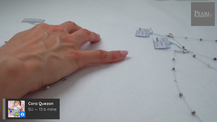 SU-14: Tahitian and Akoya Pearl Keshi Choker Necklace, 16.5" SS