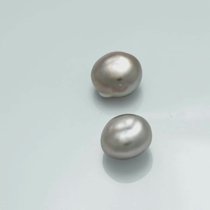 9.9 x 9.1 x 6.9 mm and 10.0 x 9.2 x 7.0 mm Fijian Keshi Pearl Pair