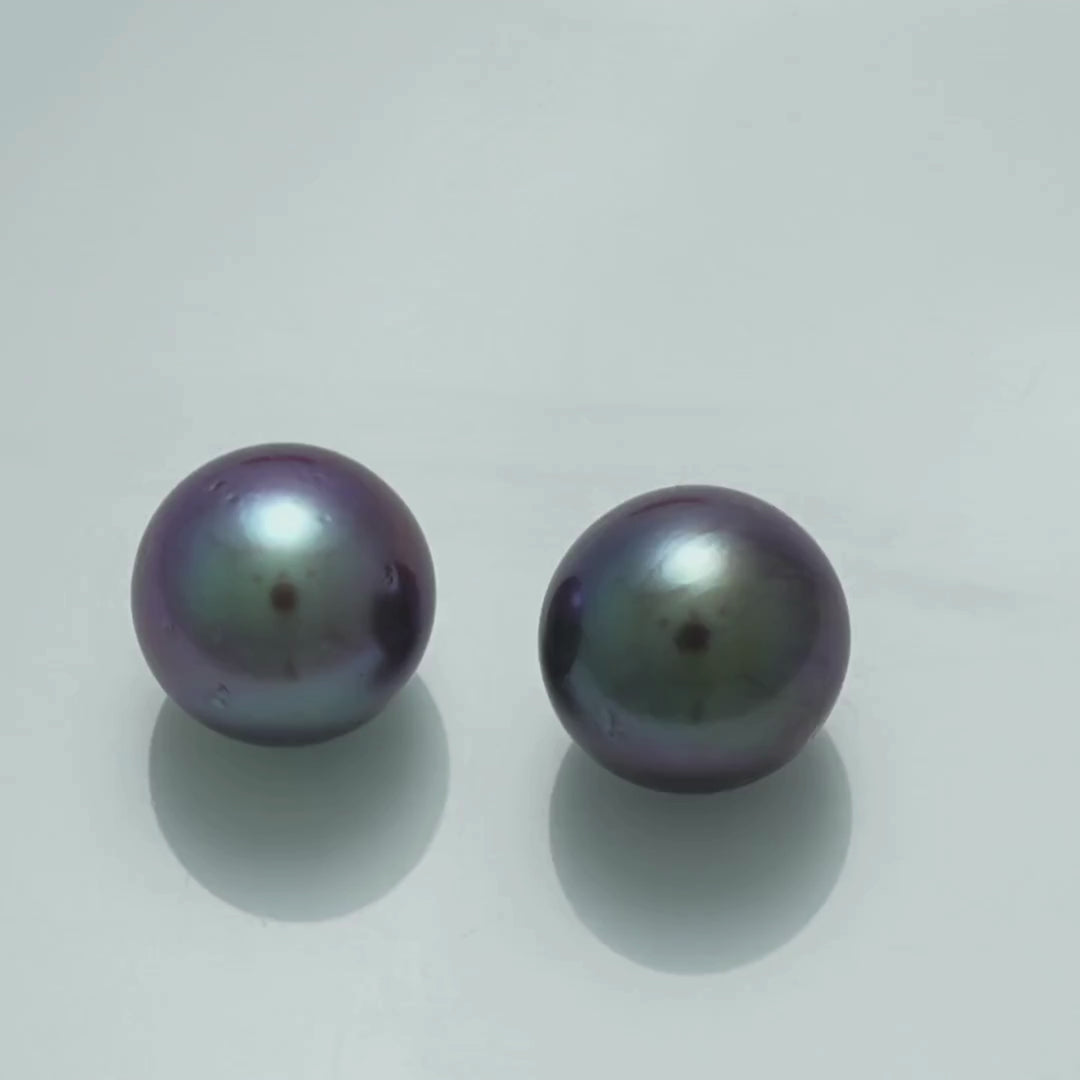 11.4  x  11.2 mm and 11.3  x  11.2 mm Fijian Pearl Pair