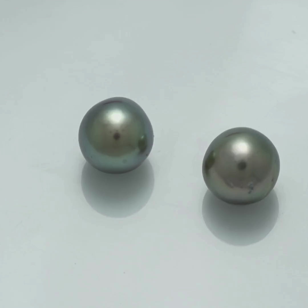 10.2 x 9.8 mm and 9.9 x 9.8 mm Fijian Drop Pearl Pair