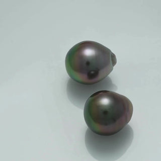 12.9 x 11.0 mm and 12.3 x 11.1 mm Fijian Drop Pearl Pair
