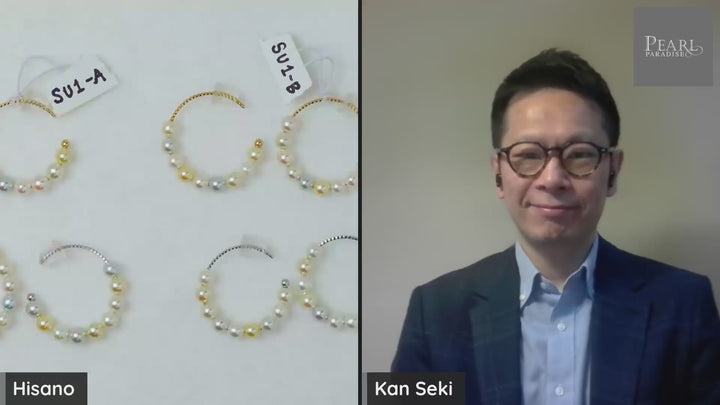 SU-1: 3.5-4.0 mm Natural-color Akoya Pearl Hoop Earrings, 18K