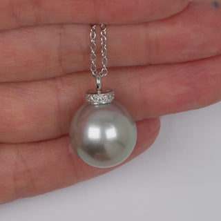 15.0-16.0 mm Tahitian Pearl and Diamond Pendant