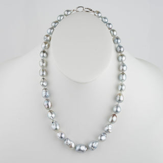 11.0–14.0 mm natural-color Fijian baroque pearl necklace on bust