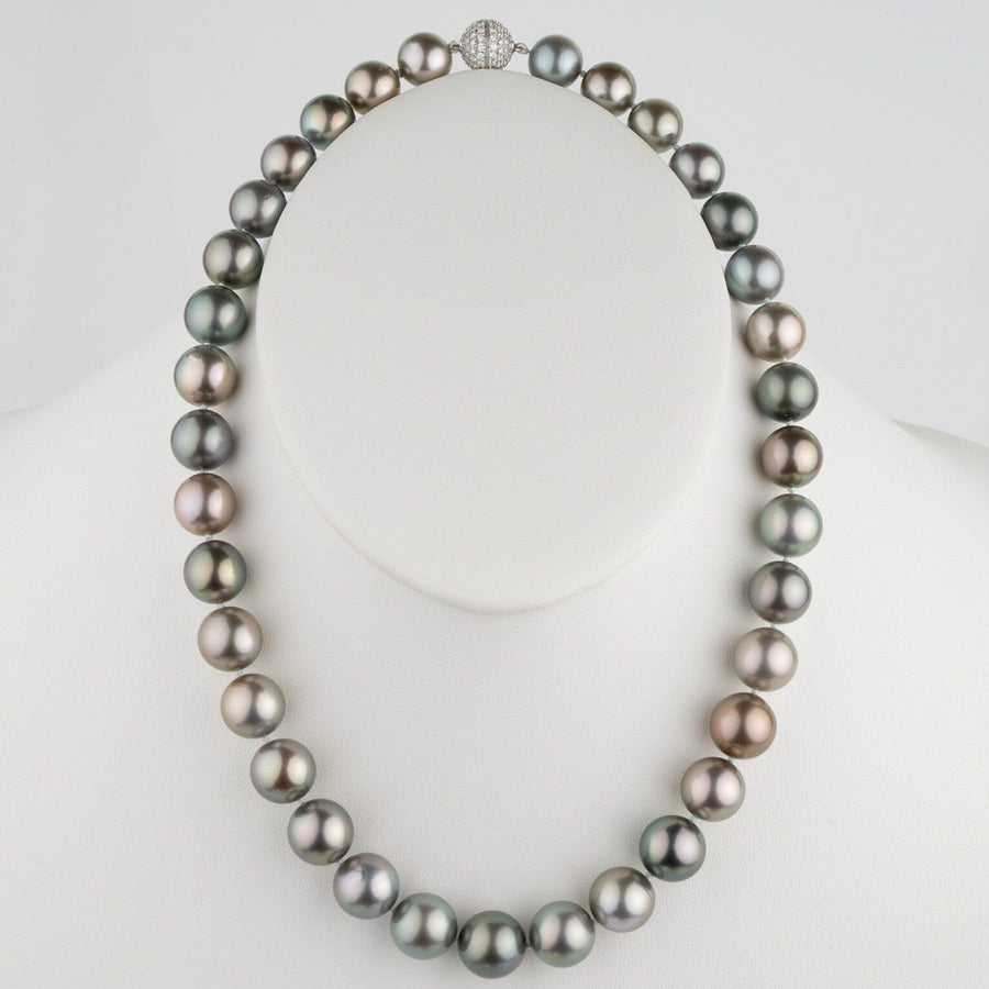 Elegant Assael Collection: 11.3–13.3 mm Fijian Pearl Necklace featuring lustrous multicolored cultured pearls with a decorative clasp, perfect for sophisticated occasions.