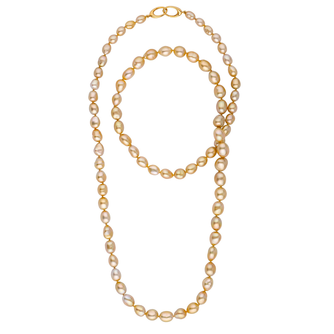 6.1–10.2 mm Golden South Sea Keshi Pearl Necklace