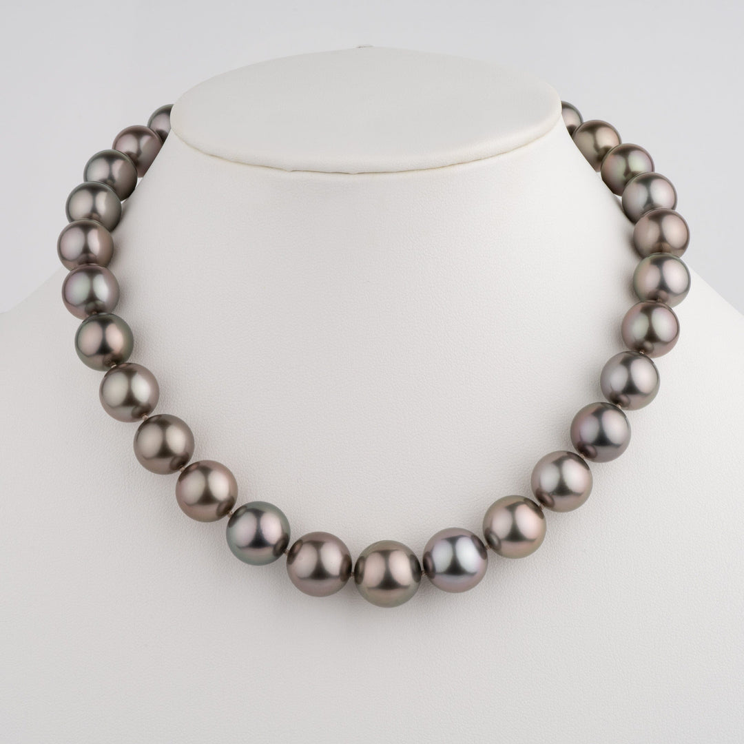 Gem Tahitian Pearl Necklace 12.0–14.6 mm Natural Color bust