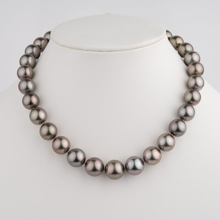 Gem Tahitian Pearl Necklace 12.0–14.6 mm Natural Color bust