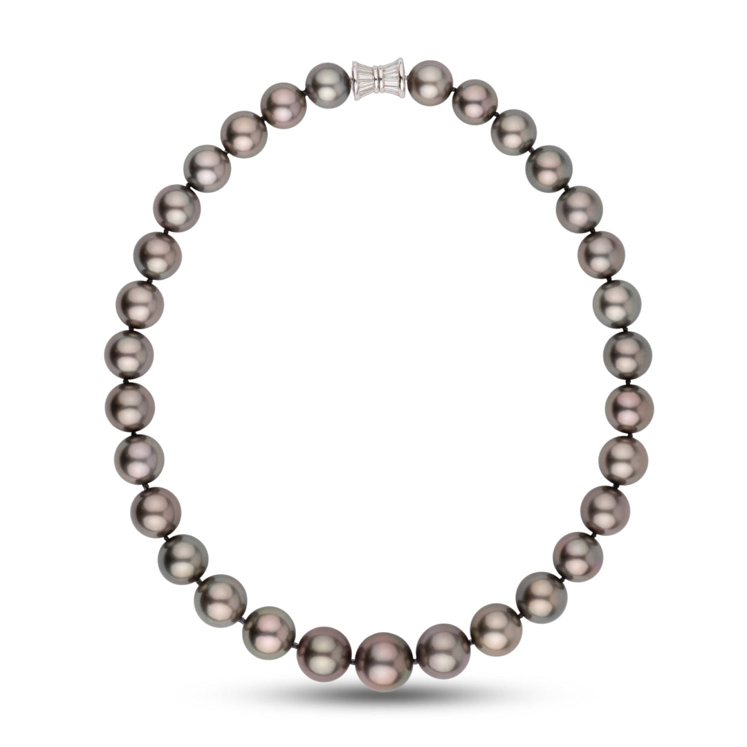 Gem Tahitian Pearl Necklace 11.6–15.0 mm Natural Color with diamond clasp
