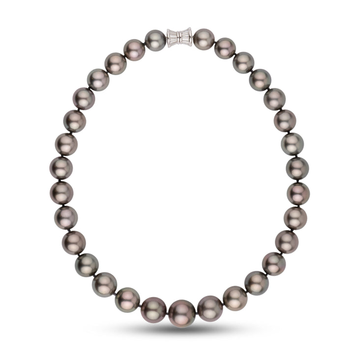 Gem Tahitian Pearl Necklace 11.6–15.0 mm Natural Color with diamond clasp