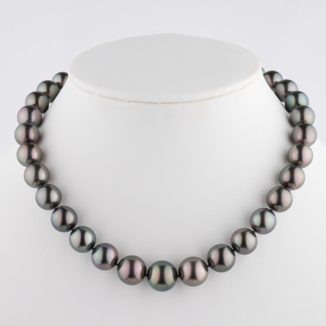 10.6-13.6 mm Round Tahitian Pearl Necklace on bust