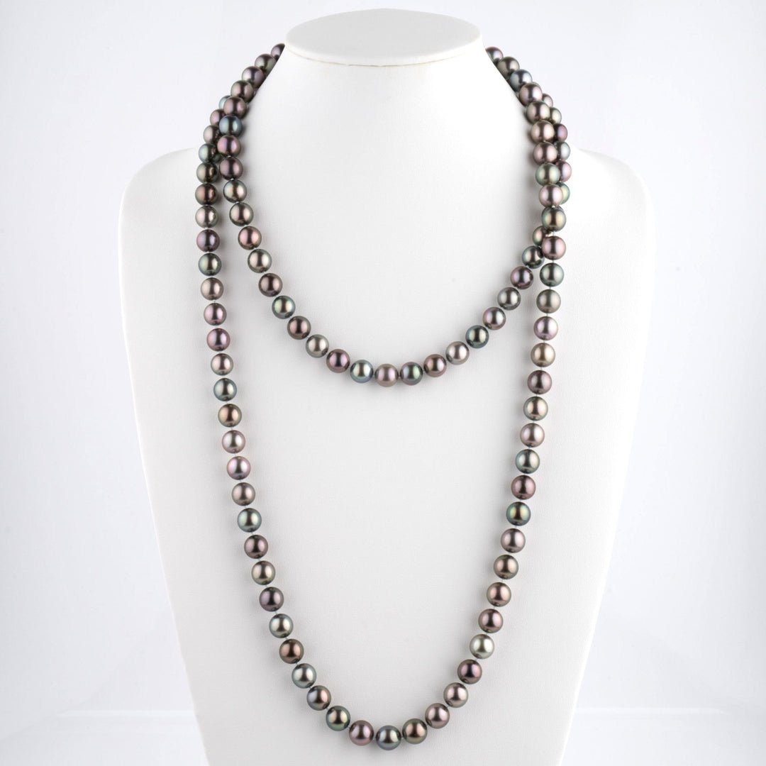 10.0-11.0 mm Round Multicolor Tahitian Pearl Necklace 52.75 inches
