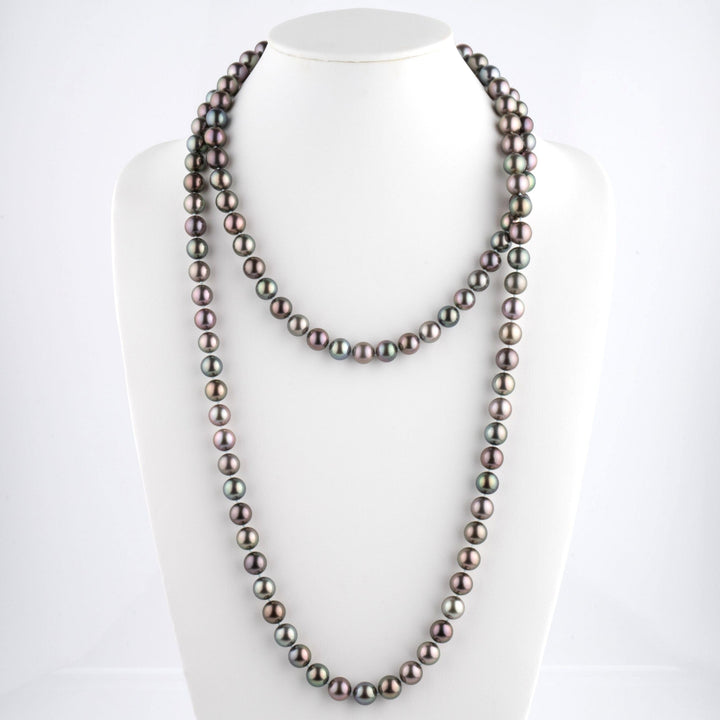 10.0-11.0 mm Round Multicolor Tahitian Pearl Necklace 52.75 inches
