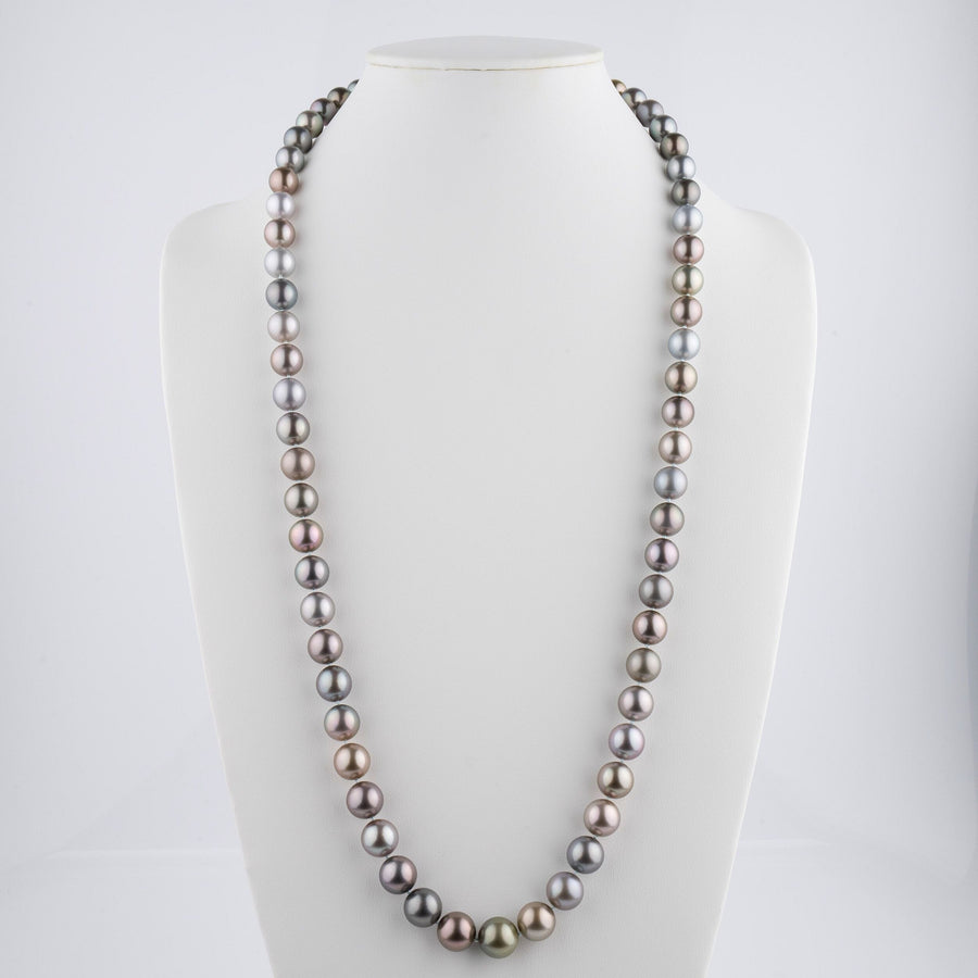 10.3–13.3 mm Round Multicolor Tahitian Pearl Necklace