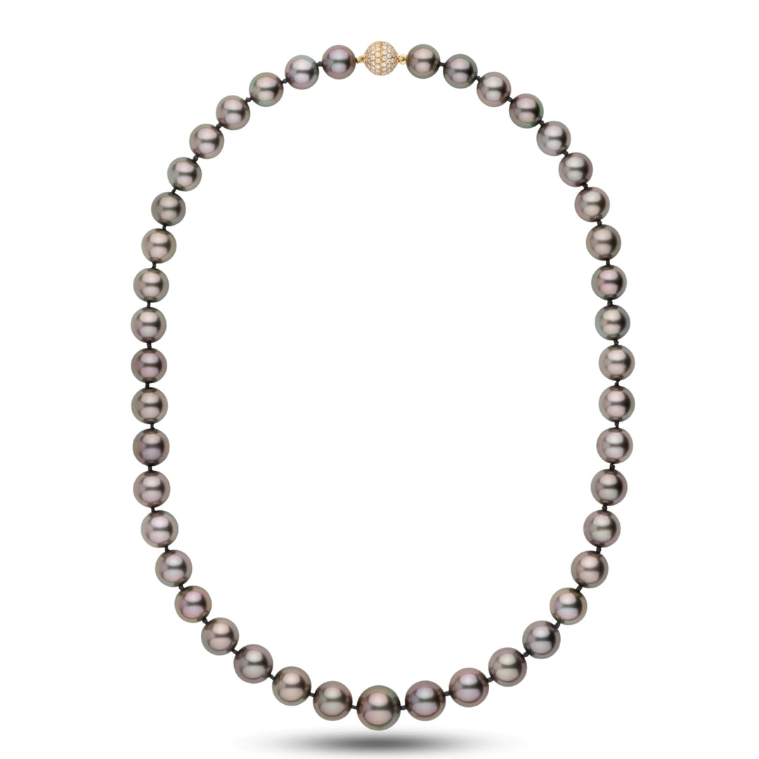 Assael Collection: 9.0–11.7 mm Round Tahitian Pearl Necklace diamond clasp
