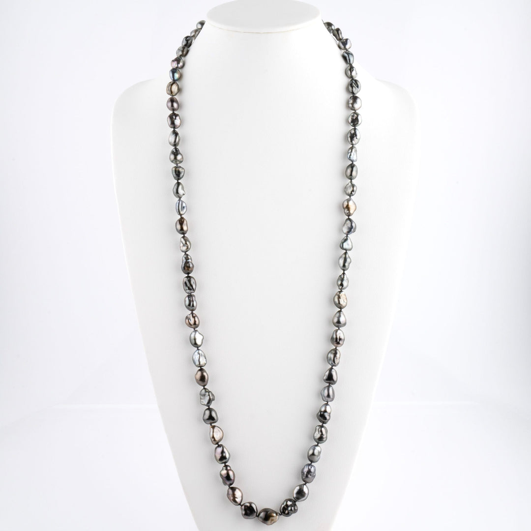10.0-13.2 mm Tahitian Keshi Pearl Strand, 36.5 inches on bust