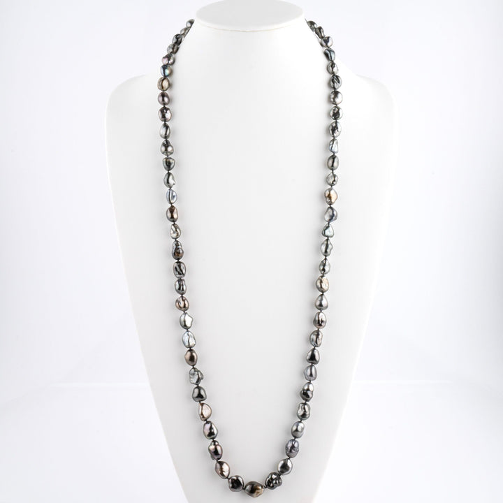 10.0-13.2 mm Tahitian Keshi Pearl Strand, 36.5 inches on bust