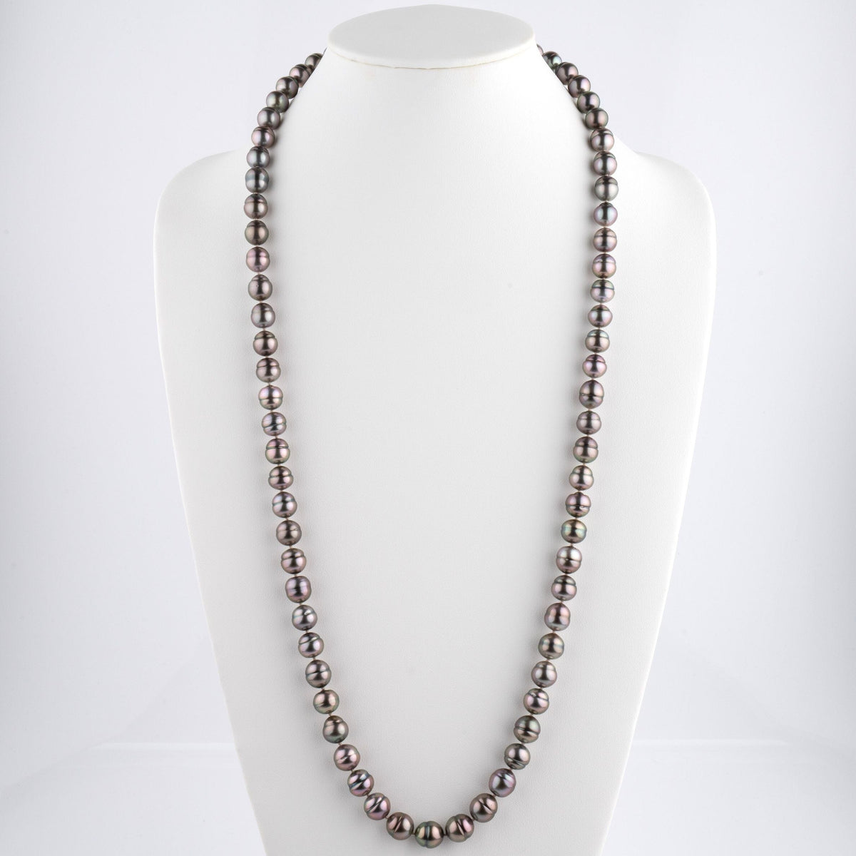 10.0-10.9 mm Baroque Tahitian pearl Necklace, 34 inches on bust