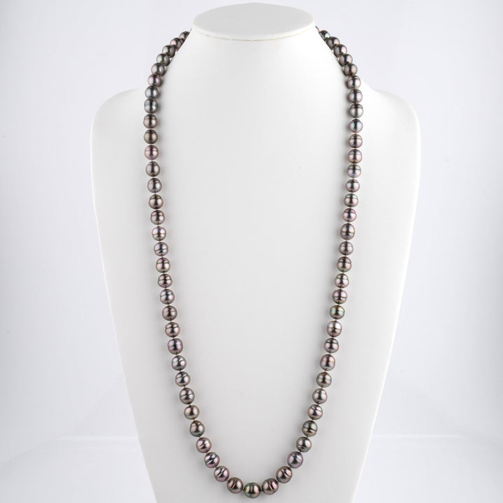 10.0-10.9mm Baroque Tahitian pearl Necklace, 34 inches on bust