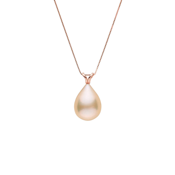 10.0-11.0 mm AAA Pink to Peach Freshwater Drop Pearl Unity Pendant