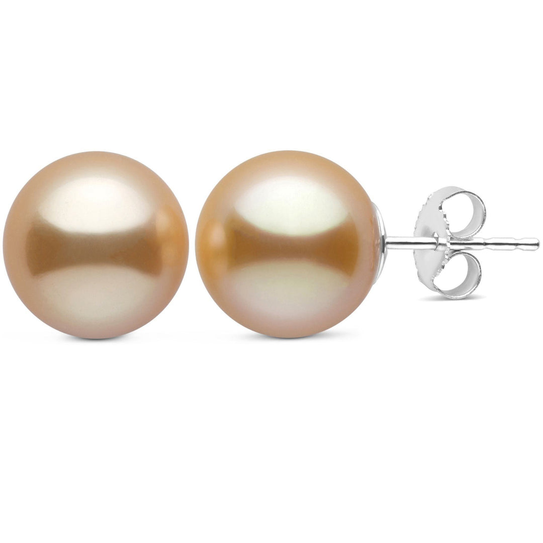 10.0-11.0 mm AAA Golden South Sea Pearl Stud Earrings