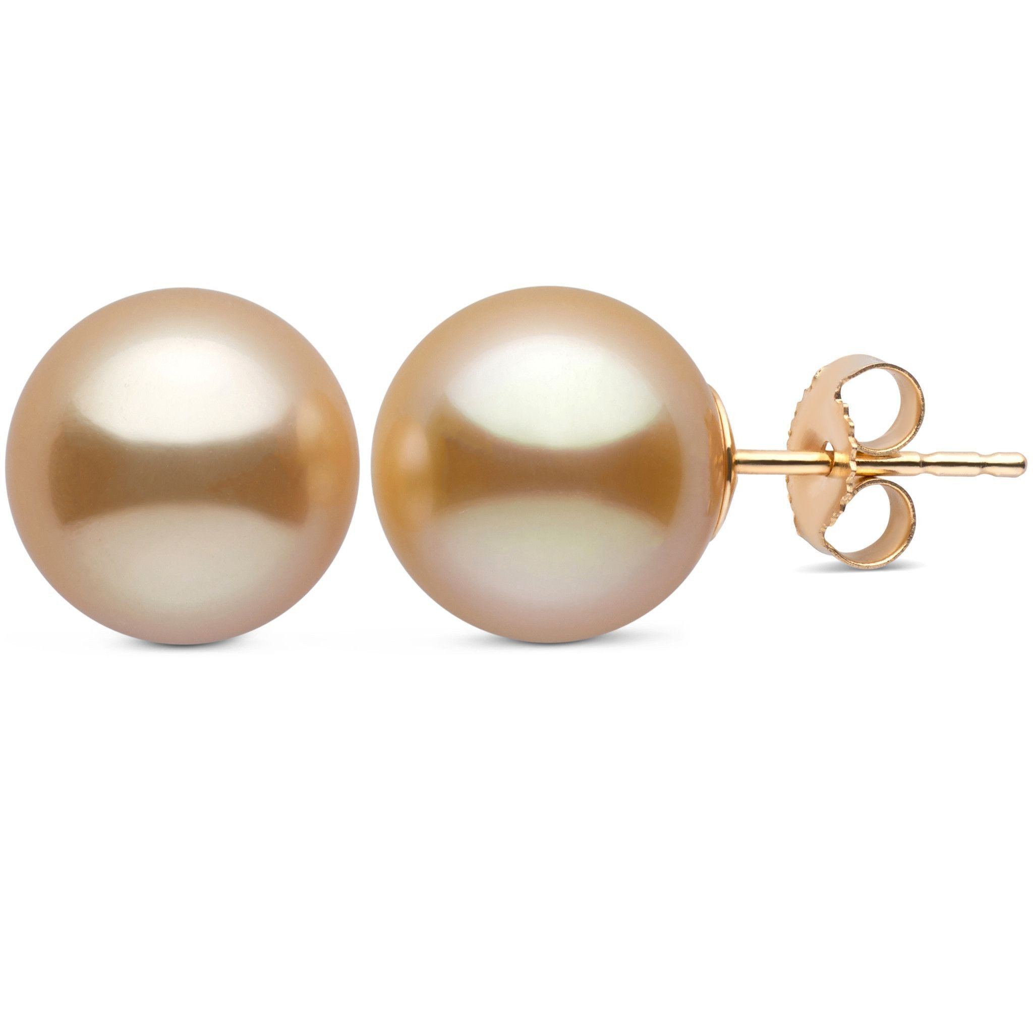 10.0-11.0 mm AAA Golden South Sea Pearl Stud Earrings